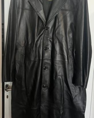 Soprabito in vera pelle nero lungo