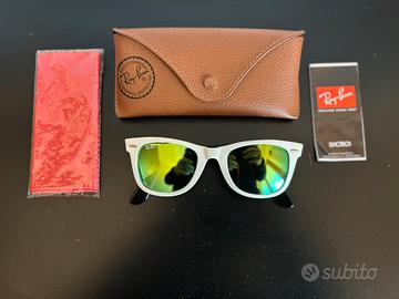 Raro Ray-ban wayfarer bianco lenti iridioo verdi