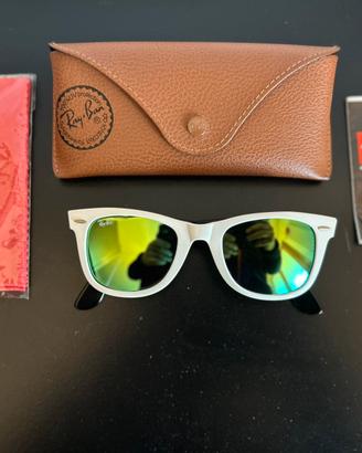 Raro Ray-ban wayfarer bianco lenti iridioo verdi