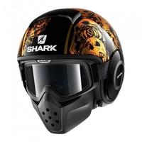 Casco Shark Drak grafica Sanctus nero e arancio TG