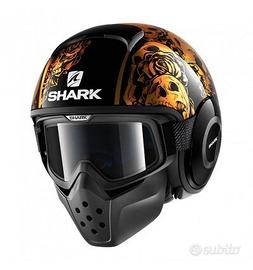 Casco Shark Drak grafica Sanctus nero e arancio TG