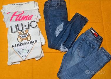 Lotto magliette e jeans, tommy, moschino, Guess, c