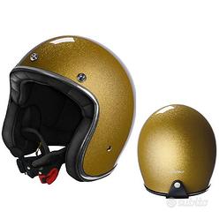CASCO JET VINTAGE MOTO STORMER ORO GLITTERATO