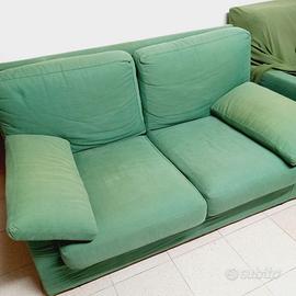 Divano 2 posti verde in cotone