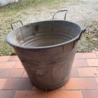 Mastello in metallo zincato vintage –stile rustico