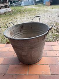 Mastello in metallo zincato vintage –stile rustico