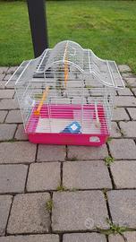 gabbia per canarini e pappagalli con accessori