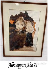 Quadro con cornice credo ad acquerello