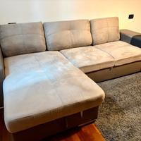 Divano letto con penisola contenitore