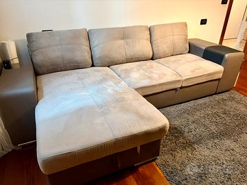Divano letto con penisola contenitore