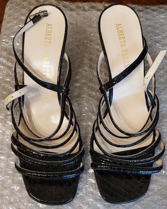 Scarpe sandali donna nero lucido Alberta Ferretti