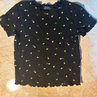 Maglietta nera con limoni Bershka 🍋 – Taglia XS
