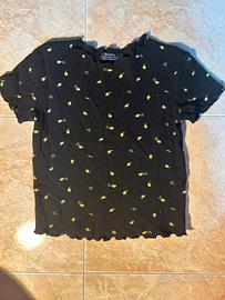 Maglietta nera con limoni Bershka 🍋 – Taglia XS