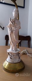 Lampada con statueta orientale in ottone