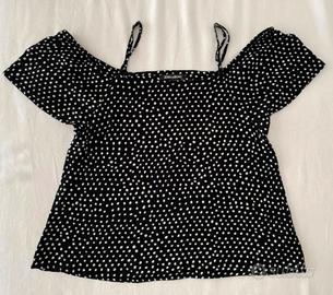 Billabong top nero con pois bianchi