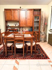 Soggiorno classico noce – parete + tavolo + sedie