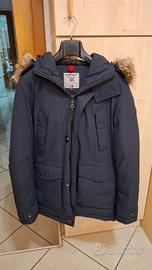 Parka Uomo Old Seams Blu Navy con Cappuccio in Pel