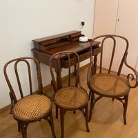 Scrittoio e Seggiole Paglia di Vienna