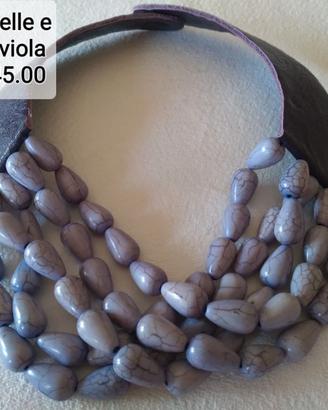 girocollo pelle e agata viola