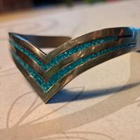 Bracciale rigido argento e azzurro