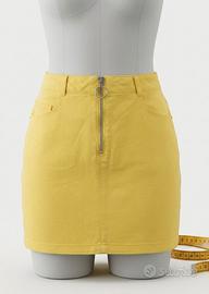 Gonna di jeans gialla con cerniera frontale S