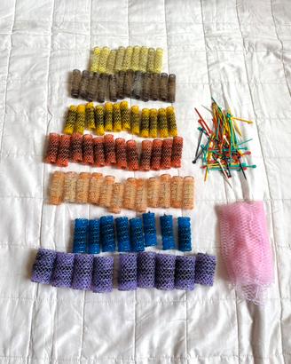 Set di 62 bigodini colorati per capelli