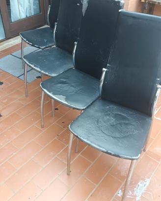 Set 4 sedie in ecopelle nero e metallo  da rivesti