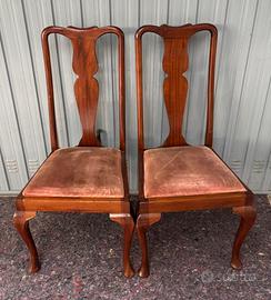 Antica coppia  sedie inglesi  stile Queen Anne
