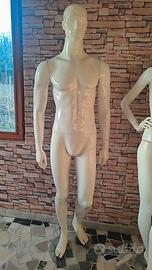 Manichino Uomo 1,90 m Bianco con Base in Cristallo