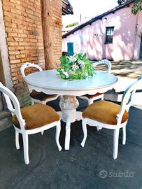 venduto! Tavolo tondo allungabile shabby chic 