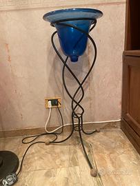 Potavaso in vetro con piedistallo in metallo