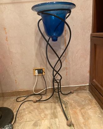 Potavaso in vetro con piedistallo in metallo