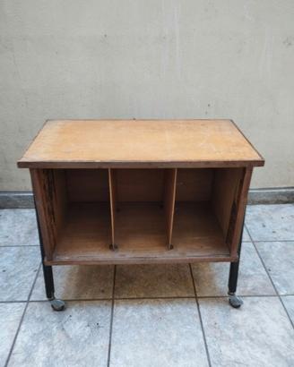 Mobiletto Porta Vinili Anni '60 Vintage con ruote