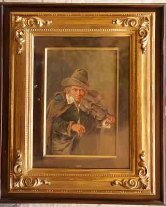 Dipinto antico olio su tela – Ritratto violinista