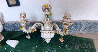 Applique lampadario in porcellana Capodimonte 