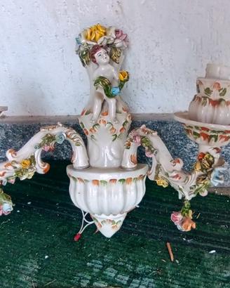 Applique lampadario in porcellana Capodimonte 