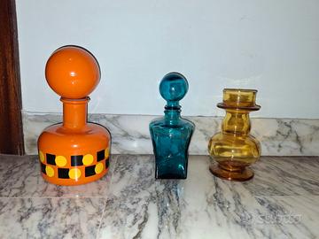 bottiglie in vetro soffiato italiano anni 60
