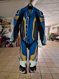 Tuta in pelle SPIDI Supersonic Pro Blu-Oro -tg.54