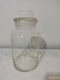 Vaso antico farmacia vetro Albarello con coperchio