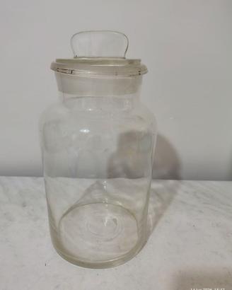 Vaso antico farmacia vetro Albarello con coperchio