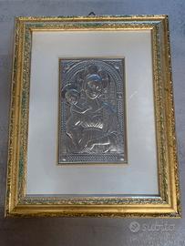 Quadro con immagine sacra lastra in argento 925