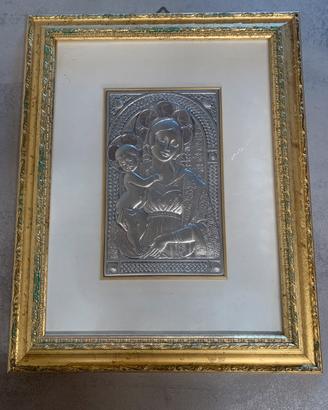 Quadro con immagine sacra lastra in argento 925