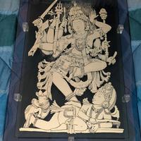 Quadro su cristallo inciso con Shiva-finitura oro