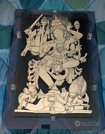 Quadro su cristallo inciso con Shiva-finitura oro