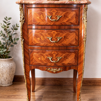 Comodino stile Luigi XV intarsiata con marmo