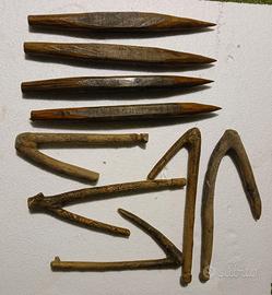 Set di forabuchi e ganci in legno antichi