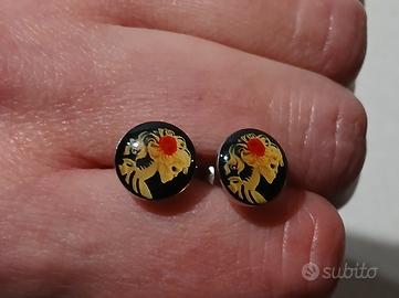 Orecchini donna cabochon neri scheletro 