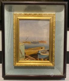 Quadro a olio barche di E. Loreto 