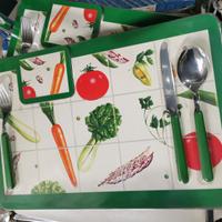 Tovagliette americane e vassoio Silver Plate