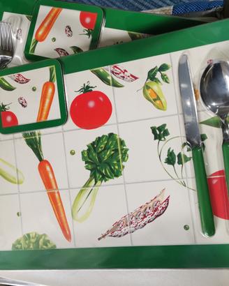 Tovagliette americane e vassoio Silver Plate